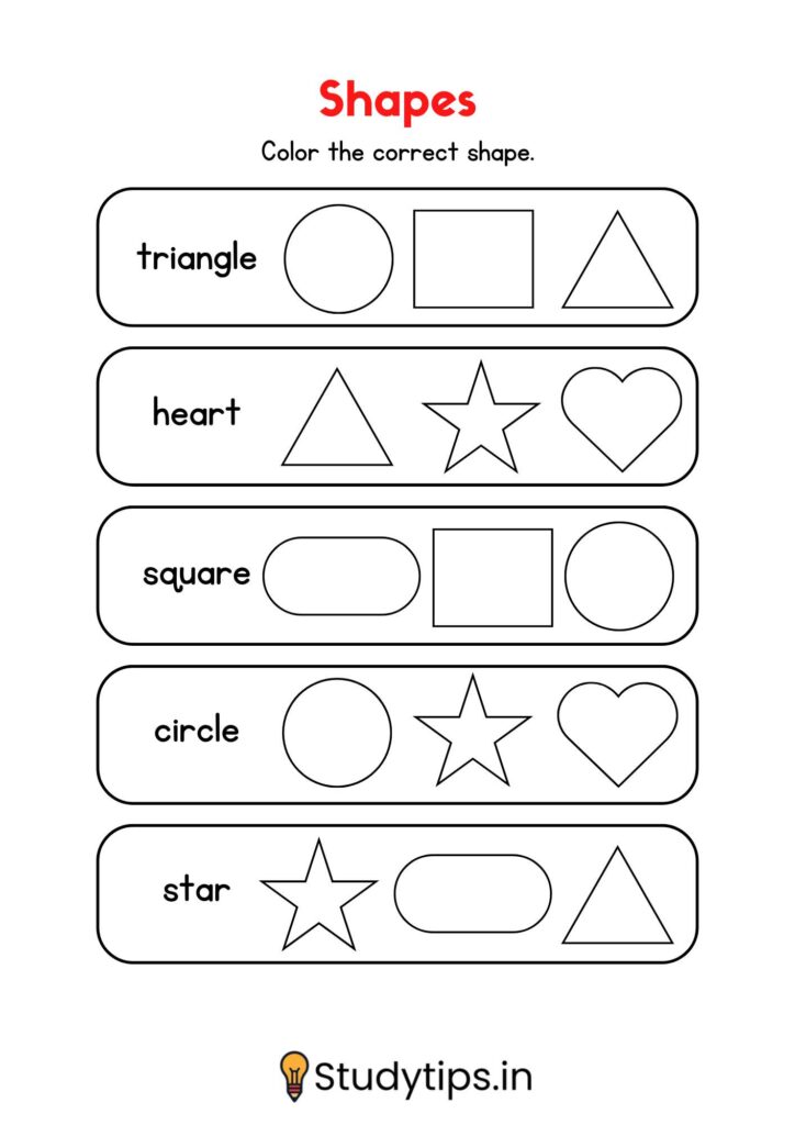 2d Shapes Worksheet Color Correct Shape