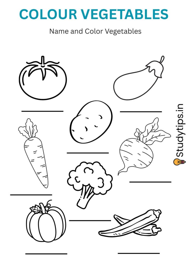 Coloring and Write Name Sheet for Vegetables 1