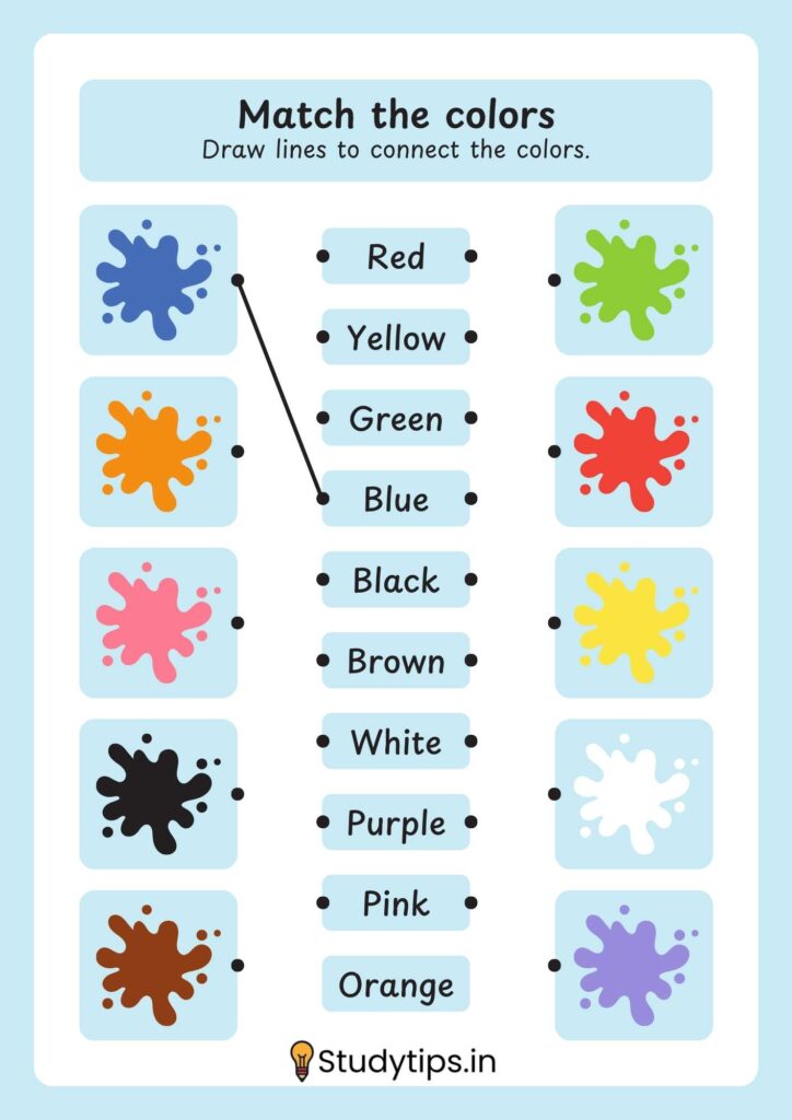 Colors Worksheet Match the Following