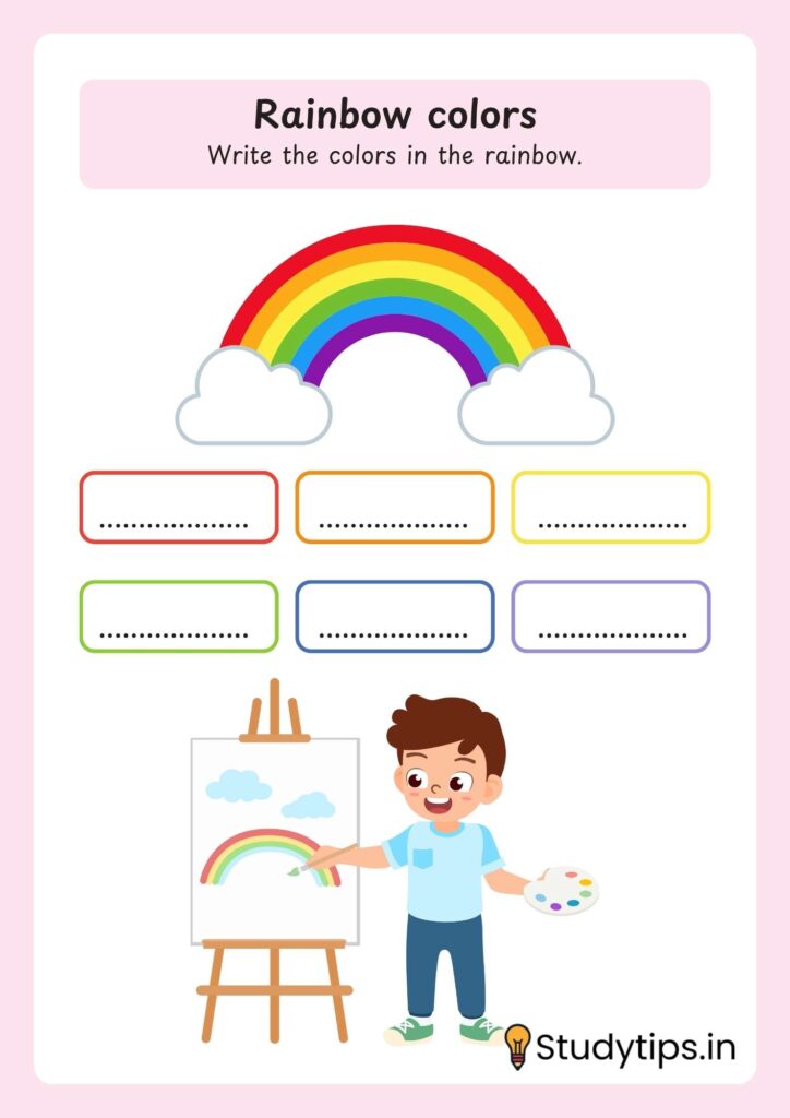 Colors Worksheet Rainbow colors