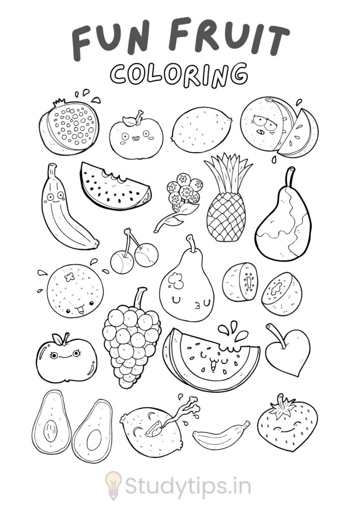 Fruits Coloring Worksheet